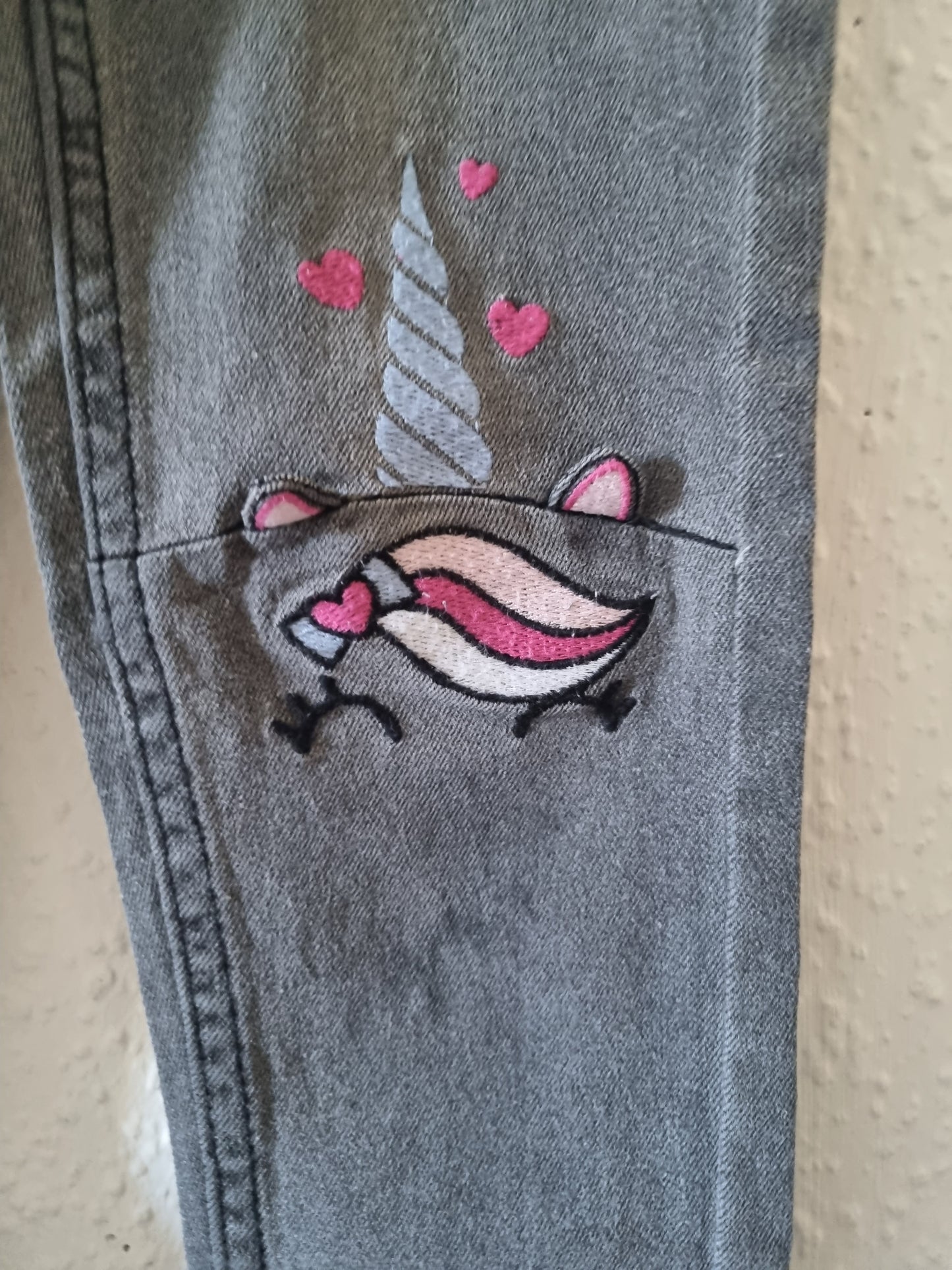 Jeansjegging Grau mit Einhorn 116