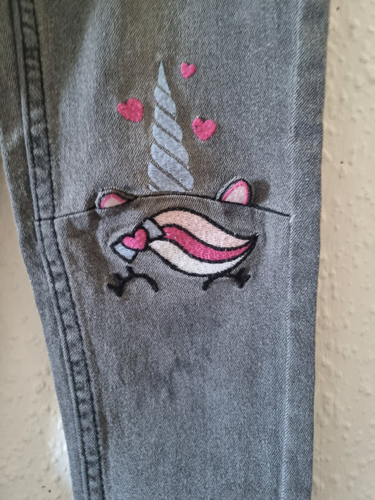 Jeansjegging Grau mit Einhorn 116