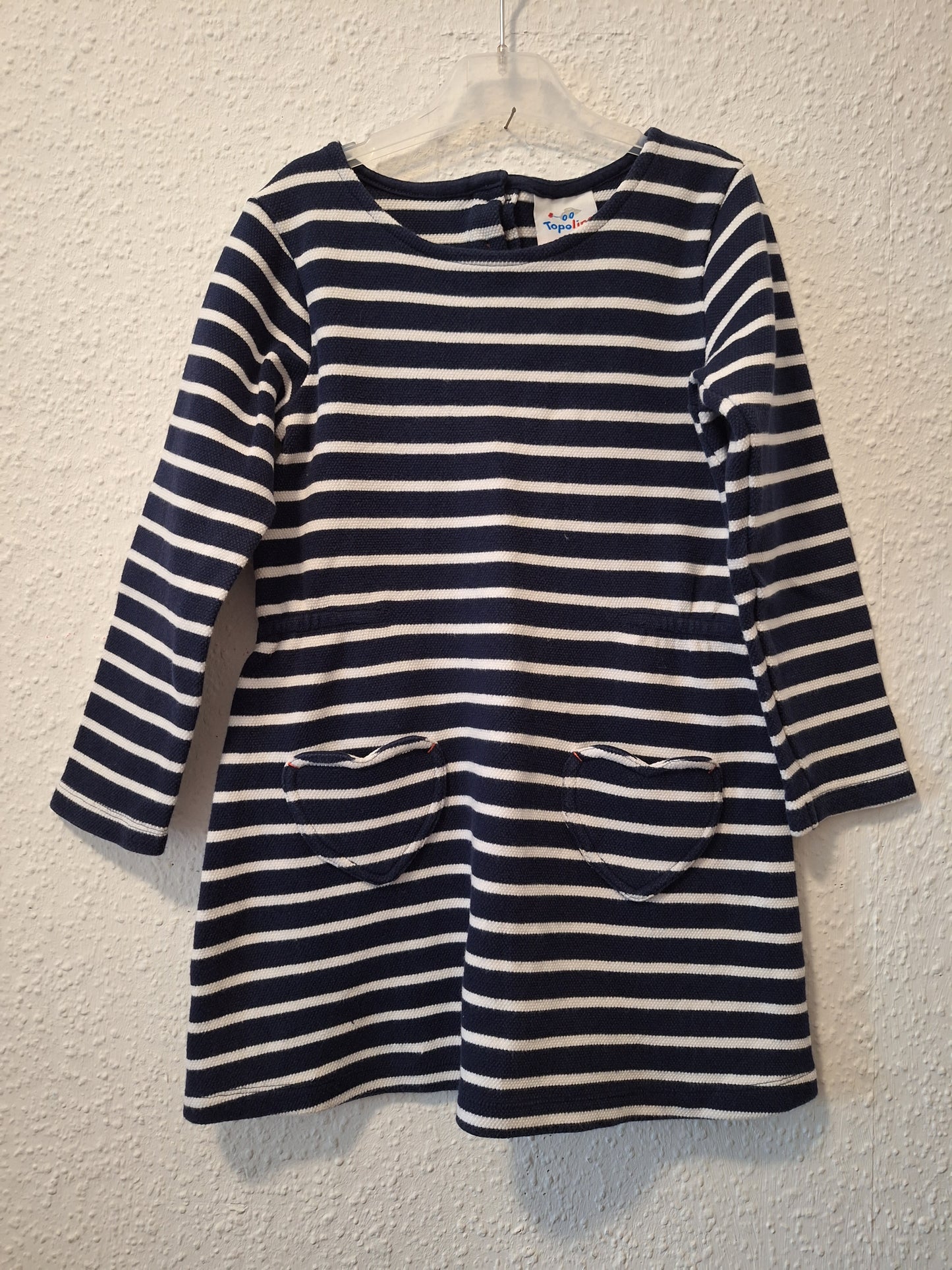 Strickkleid blau-weiß gestreift 116