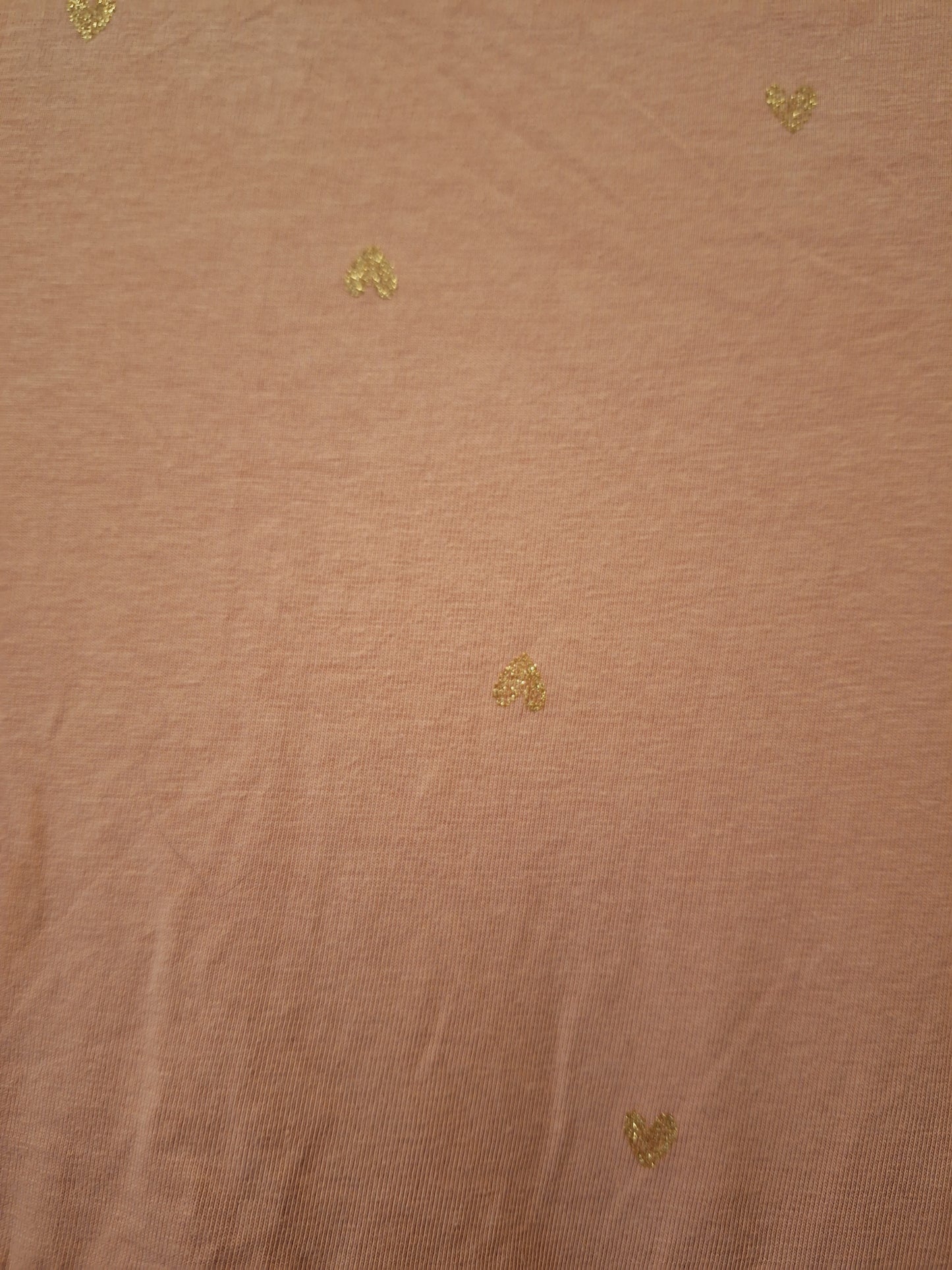 Langarmkleid rosa mit goldenen Glitzerherzen 134/140