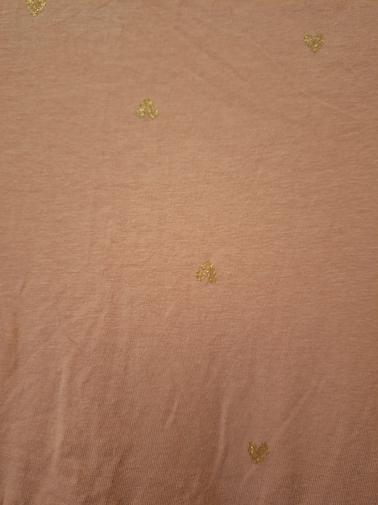 Langarmkleid rosa mit goldenen Glitzerherzen 134/140