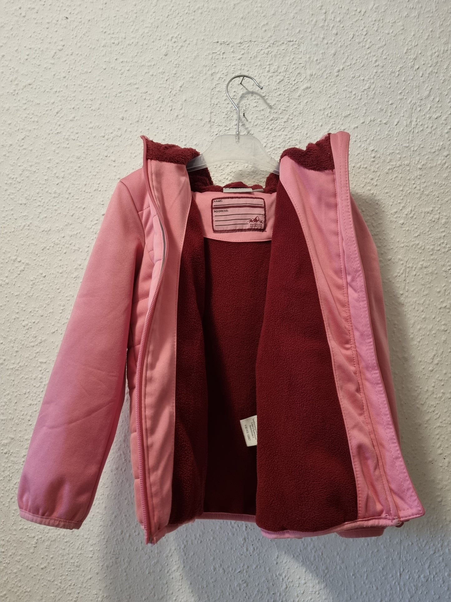 Gefütterte Steppjacke Pink mit Mütze 110/116