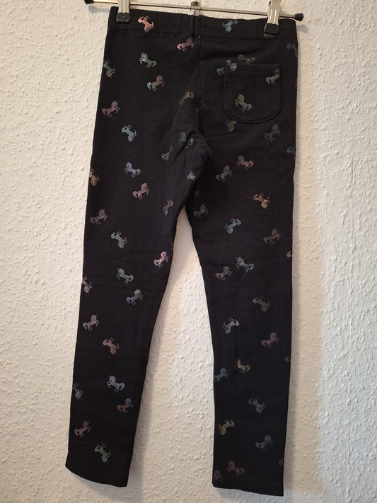 Schwarze Stoff-Jegging mit Einhörner von H&M in Größe 128