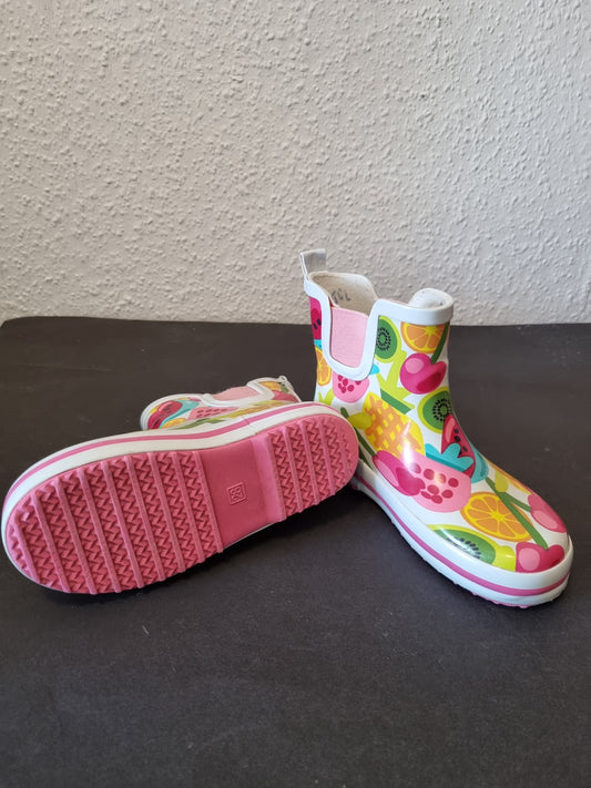 Halbhohe Gummistiefel in Weiß mit Früchten 28