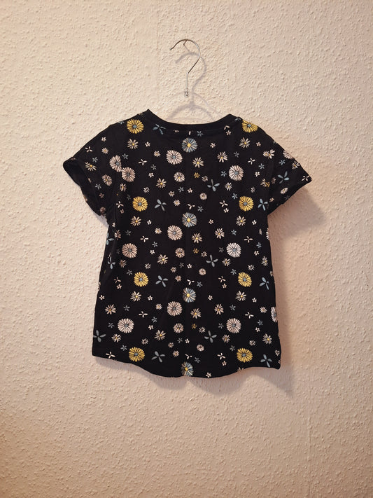 Schwarzes Shirt mit Blumen Print 128