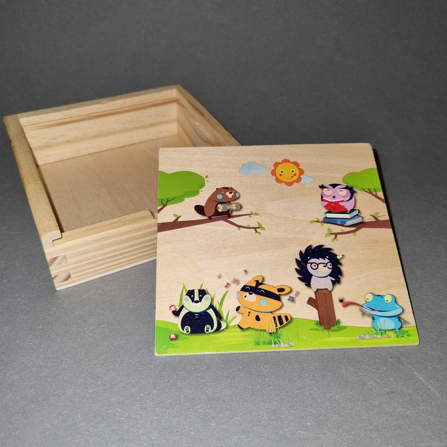 Holz Memory mit Waldtieren