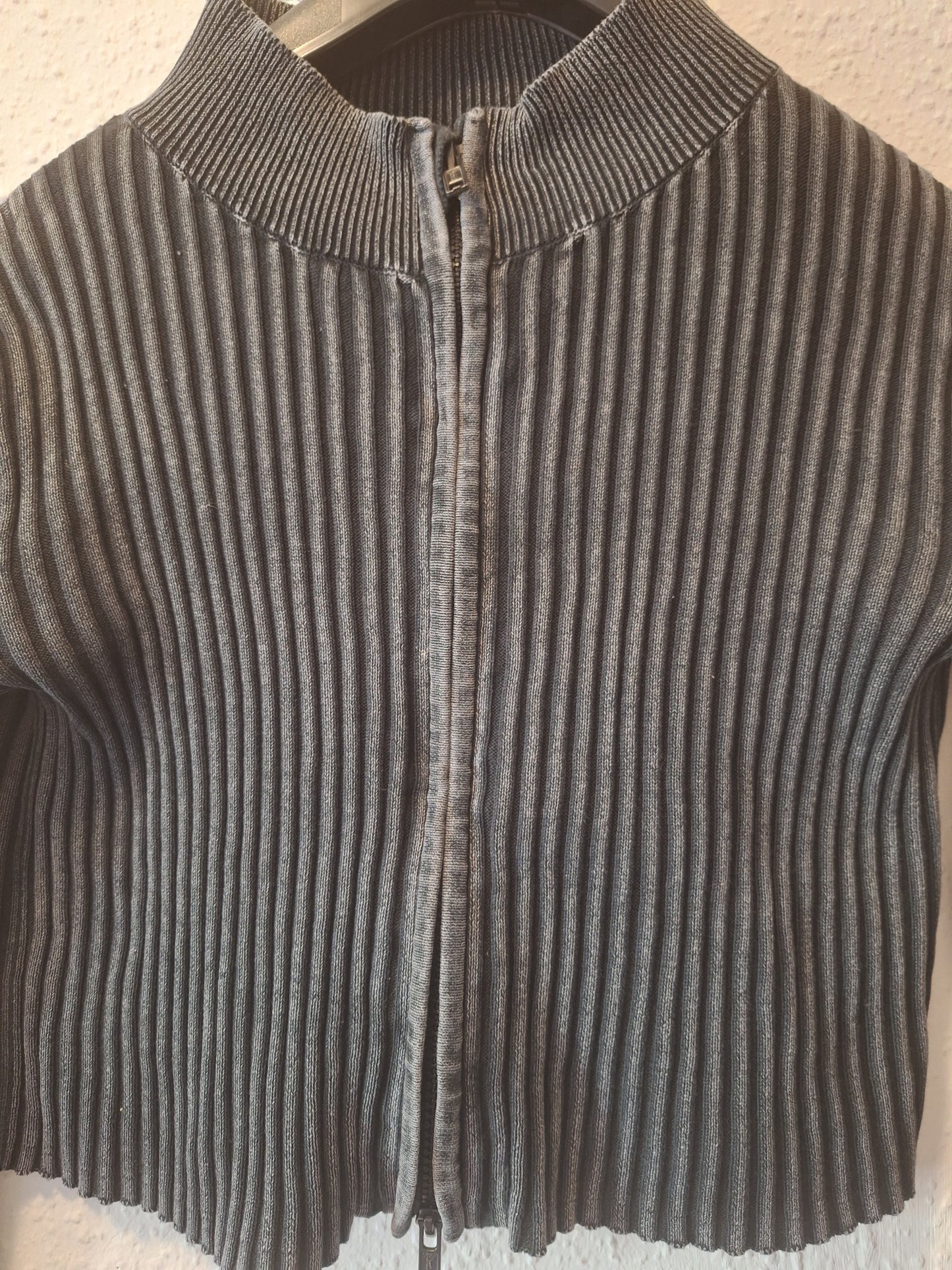 Sweatjacke mit grober Ripp Struktur in Schwarz Grau 146/152