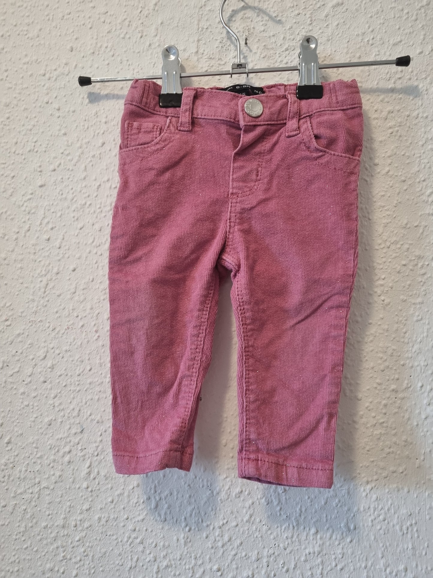 Cordhose in altrosa mit Glitzereffekt 74