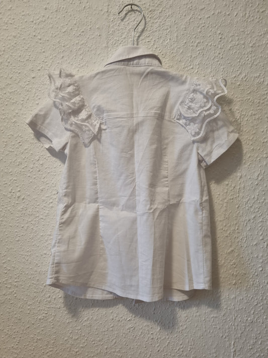 Bluse Weiß mit Spitze 110/116