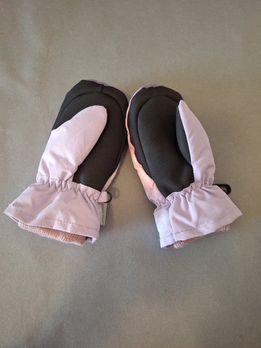 Warme Schnee Fäustlinge in Lila mit Elsa 98 Kinderkleidung Secondhand Mädchen Rutschfest