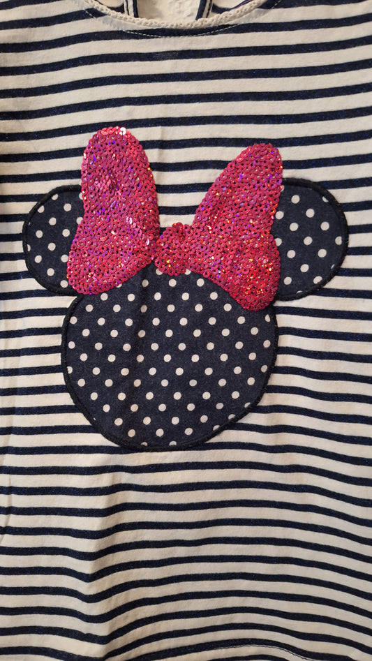 Weißes Blau gestreiftes Mini Mouse Shirt 116