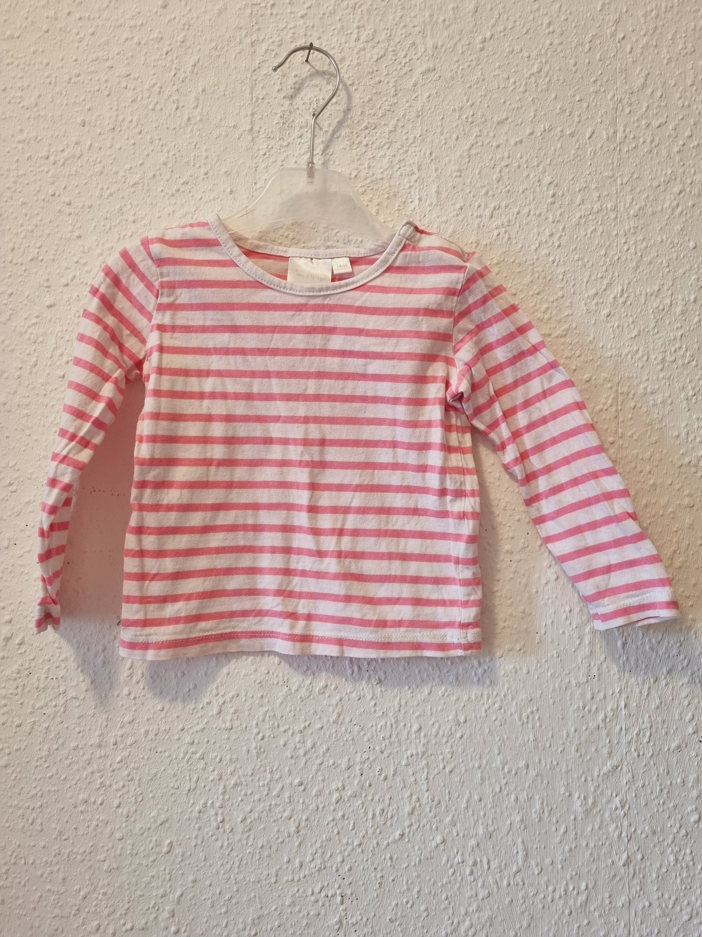 Sweatshirt weiß-pink gestreift 74/80