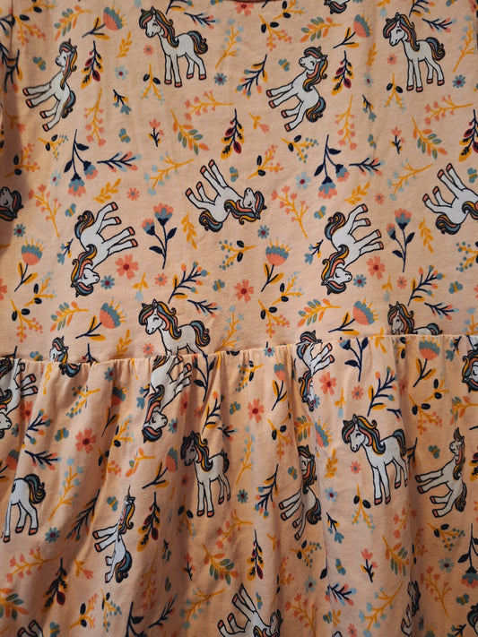 Langarmkleid apricot mit Einhörner 122