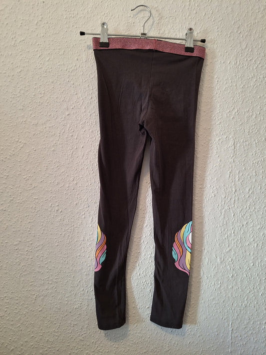 Schwarze Legging mit Einhornprint von H&M in Größe 128