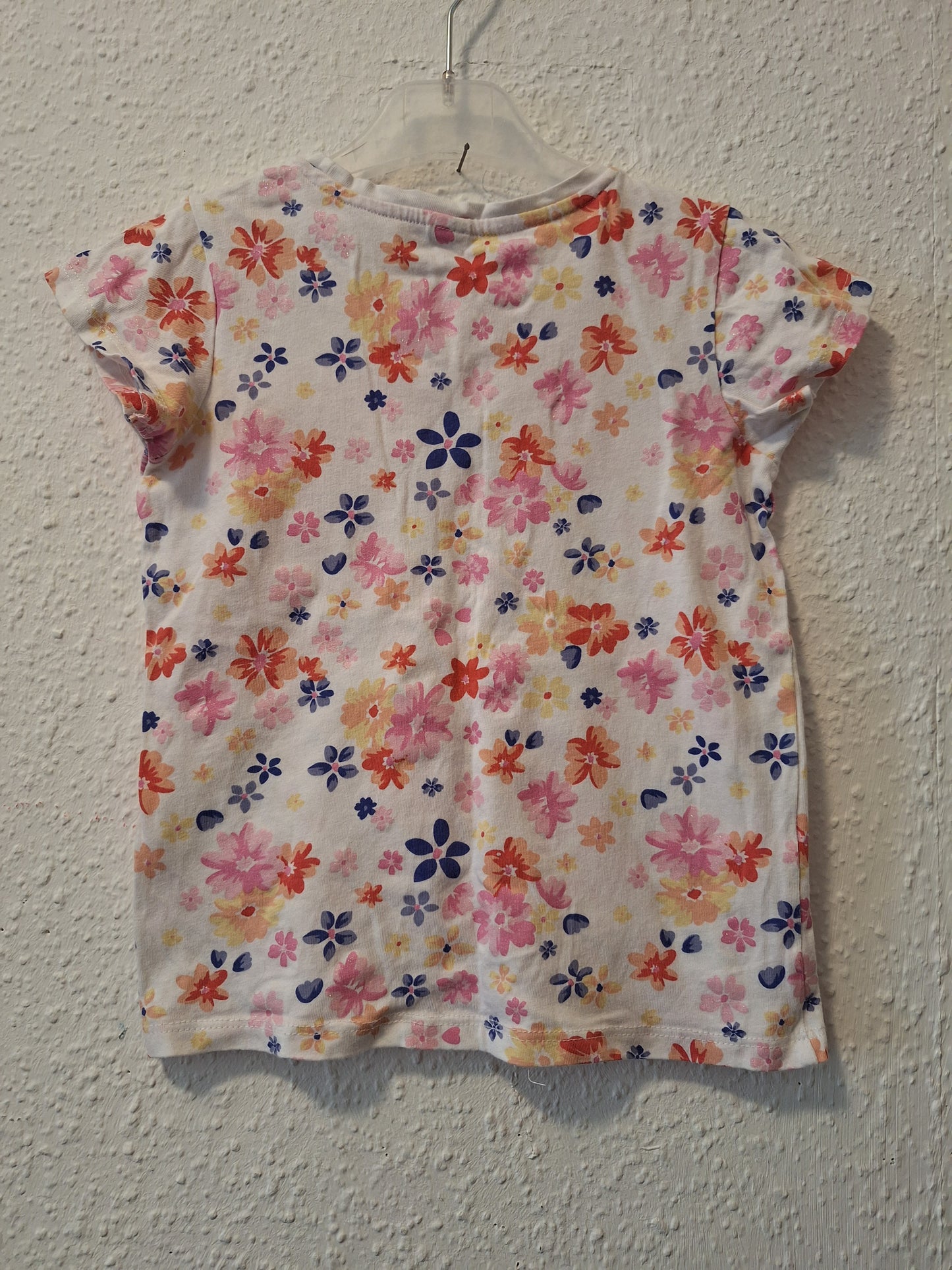 Weißes Shirt Glitzerblumen 110