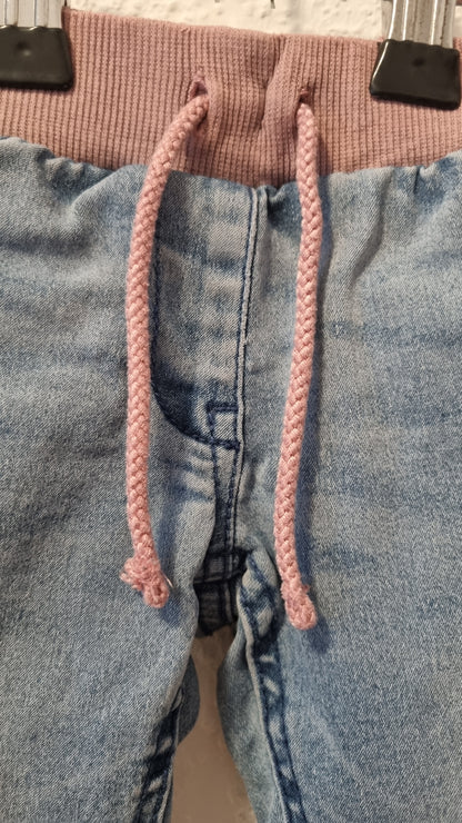 Jeansjeggings mit Cordbund