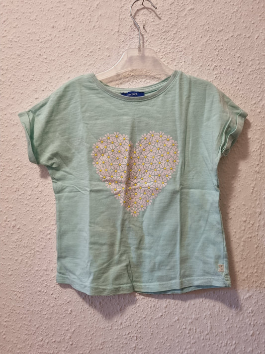 T-Shirt in Mintgrün mit Blumenherz
