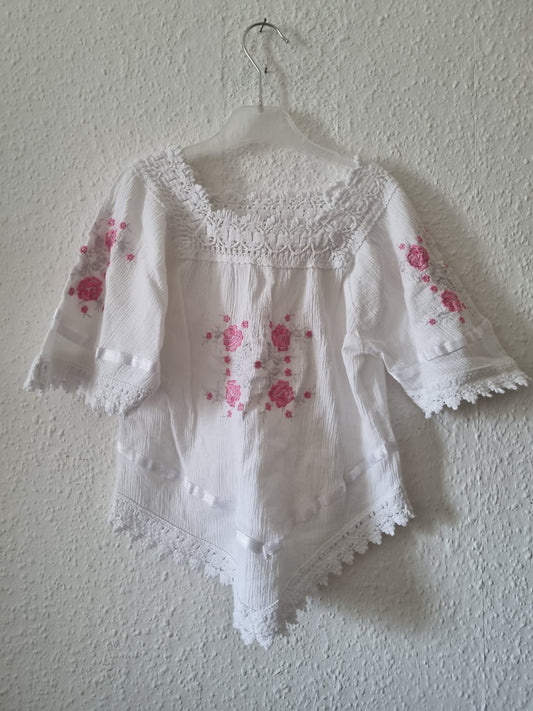 Blusenshirt in Weiß mit Spitze 110/116