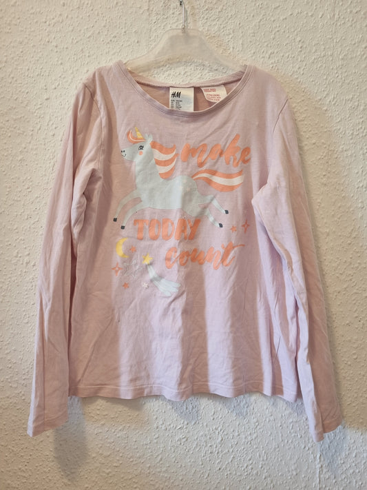 Pyjamaoberteil Rosa mit Einhorn 134/140