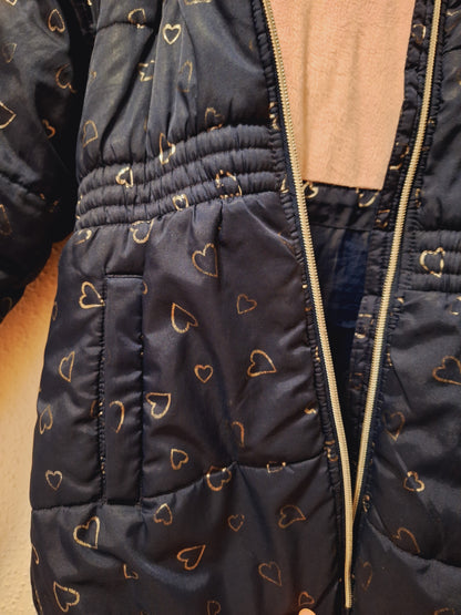 Winterjacke Dunkelblau mit Herzchen 122/128
