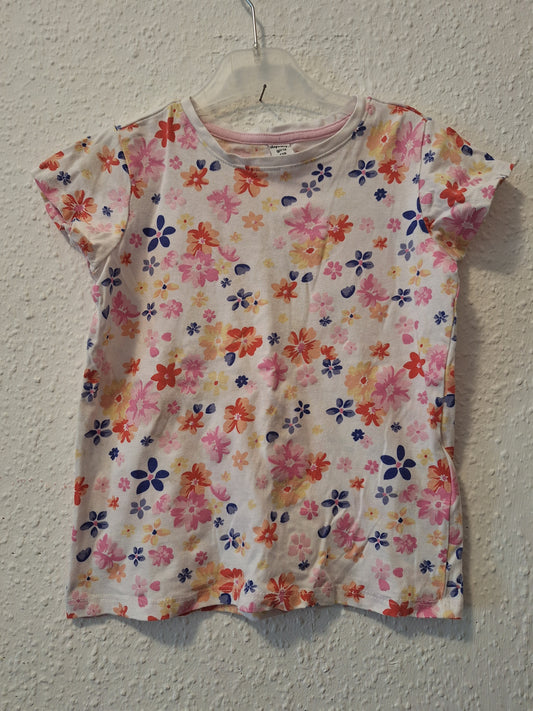 Weißes Shirt Glitzerblumen 110