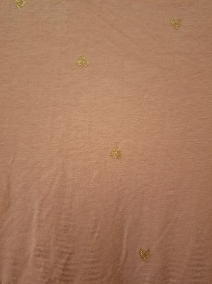 Langarmkleid rosa mit goldenen Glitzerherzen 134/140