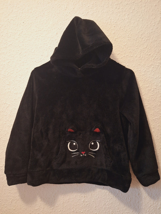 Flauschiger Hoodie in Schwarz 122/128
