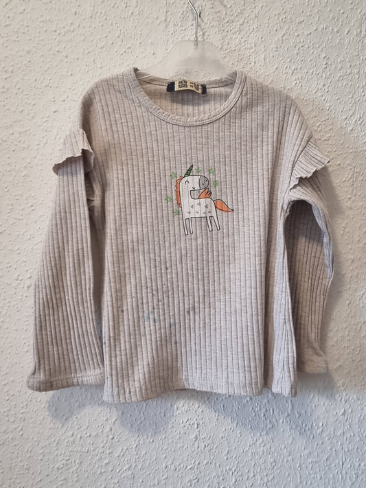 Pyjamaoberteil in Beige mit Einhorn 116