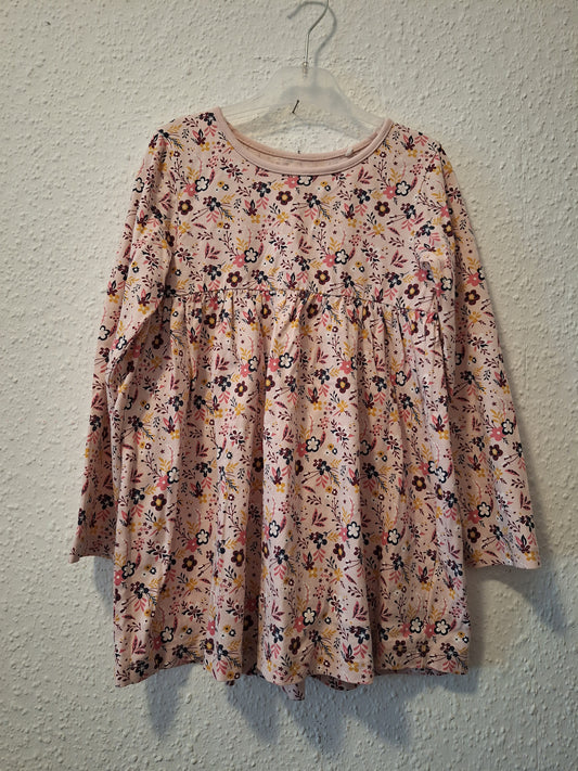 Langarmkleid rosa mit Blumen 122
