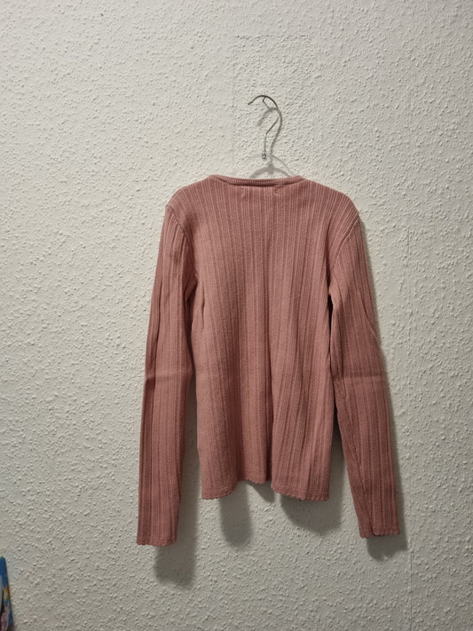 geriffelter Pullover in Alt Rosa