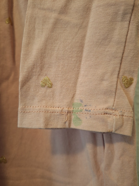 Kleid Altrosa mit goldenen glitzer Herzchen 110/116