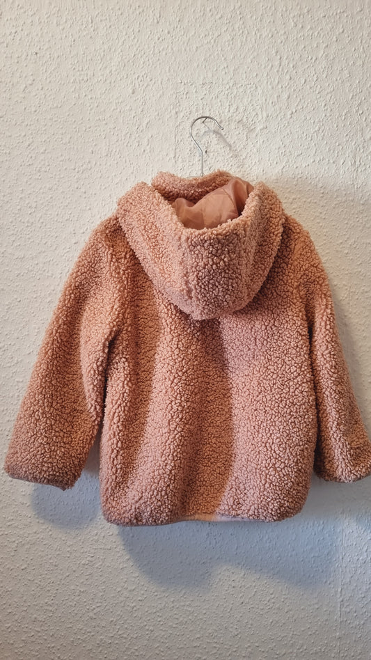 Teddyfell Jacke mit Kapuze Rosa 110
