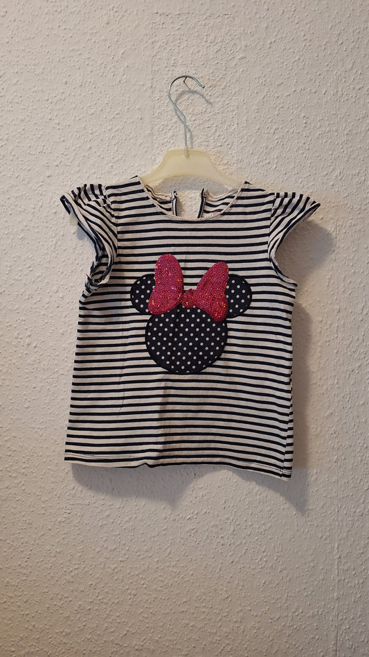 Weißes Blau gestreiftes Mini Mouse Shirt