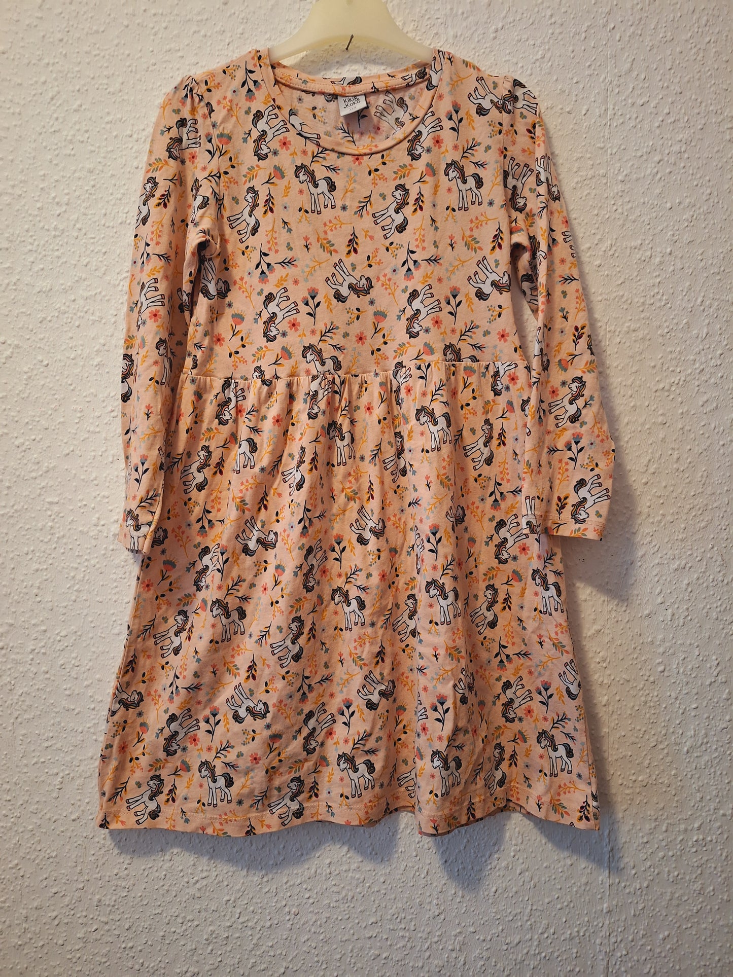 Langarmkleid apricot mit Einhörner 122