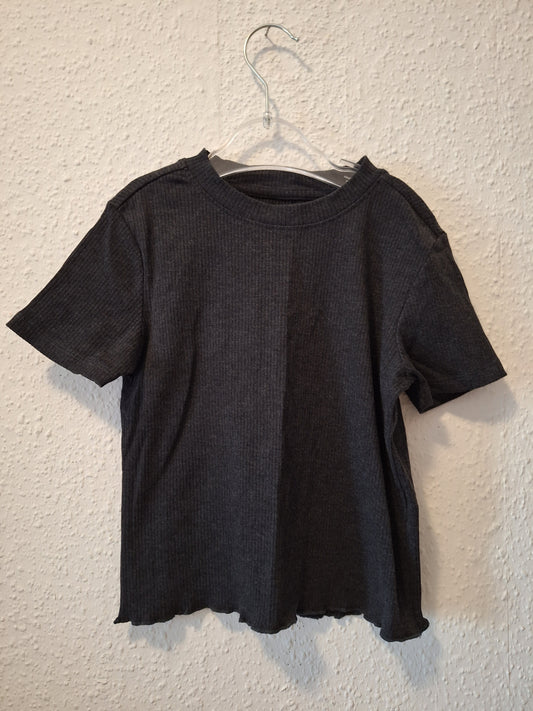 Enges Ripp-Shirt in Scchwarz
