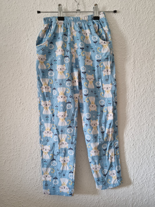 Schlafhose Hellblau mit Katzen 116