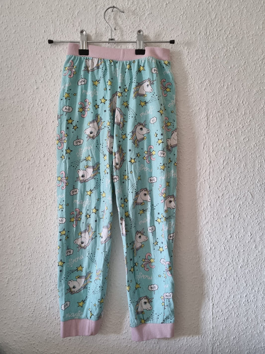 Schlafhose mit Einhörnern in Türkis 128/134