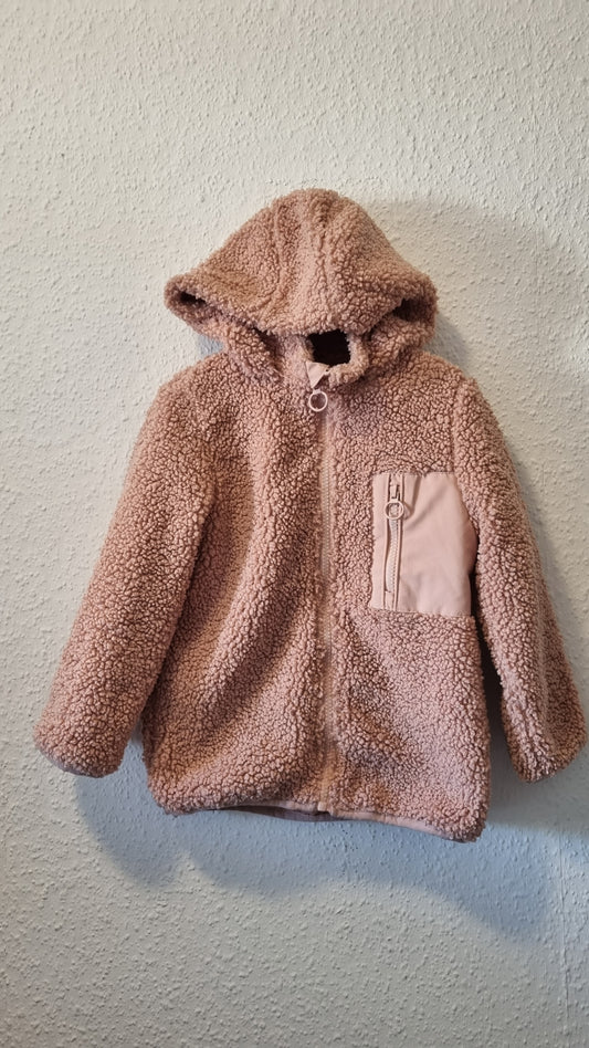 Teddyfell Jacke mit Kapuze Rosa 110
