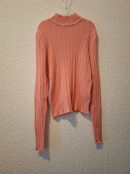 Gerippter Pullover in apricot mit Stehkragen 158/164