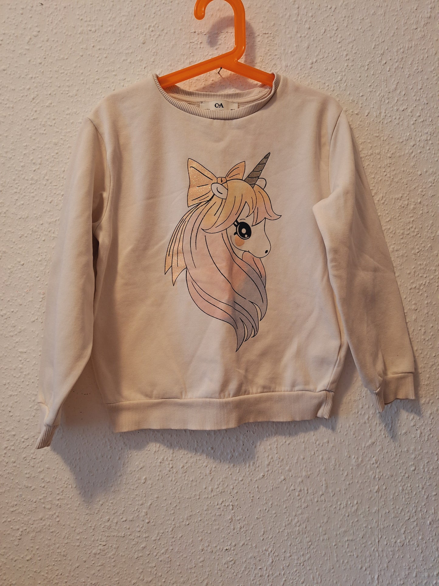 Pullover mit Einhorn Weiß 128