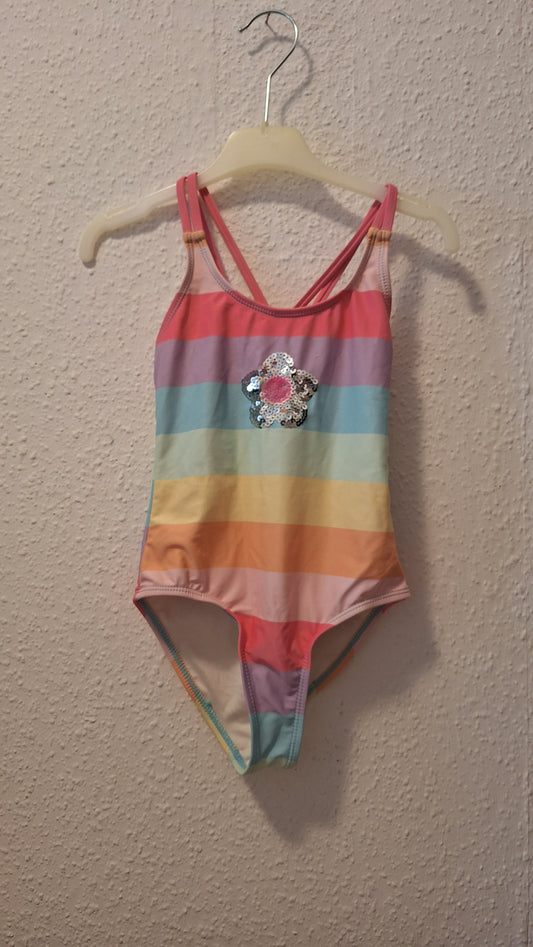 Bunter Badeanzug Paillettenblume