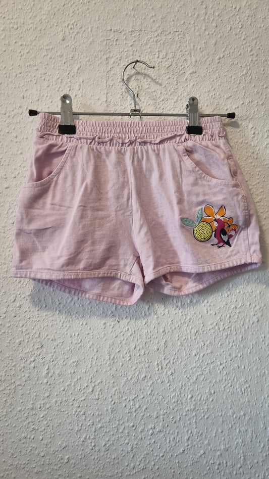 Stoffshort Rosa mit Papagei 122/128