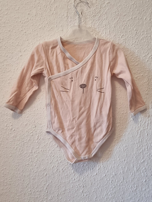 Langarmbody Beige mit Gesicht 74