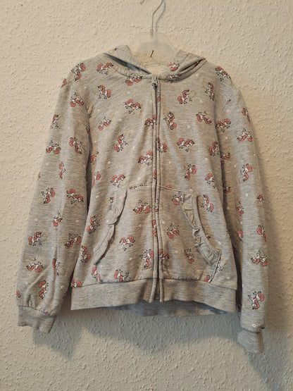 Kaputzenjacke Grau mit Einhörner 128