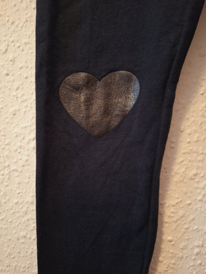 Leicht gefütterte Stoffhose mit Herz Schwarz 128