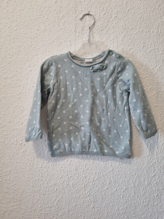 Pullover Türkis mit weißen Punkten 80