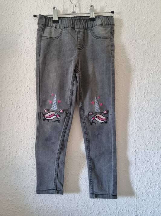 Jeansjegging Grau mit Einhorn 116