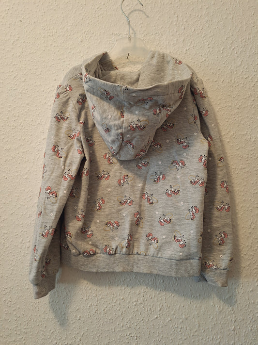 Kaputzenjacke Grau mit Einhörner 128