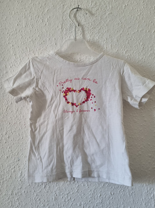Weißes Shirt mit Punkte Herz 86/92