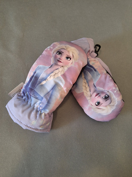 Warme Schnee Fäustlinge in Lila mit Elsa 98 Kinderkleidung Secondhand Mädchen Rutschfest